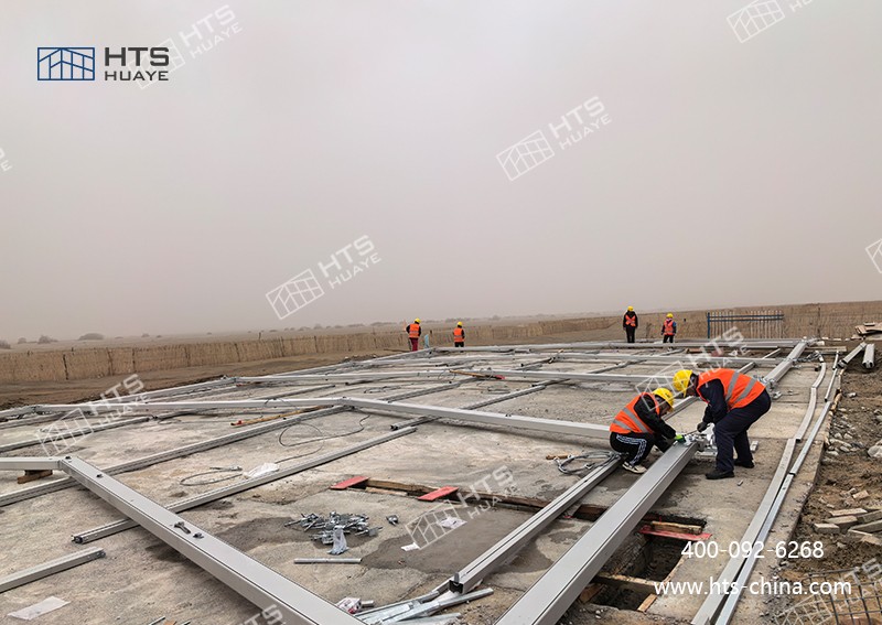 抖圈为du而生篷房助力客户在新疆和田戈壁建设468㎡高效出产空间